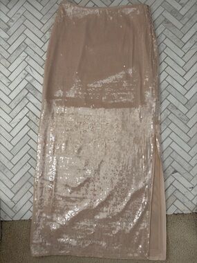 & Other Stories Sequin Maxi Skirt in Blush Pink